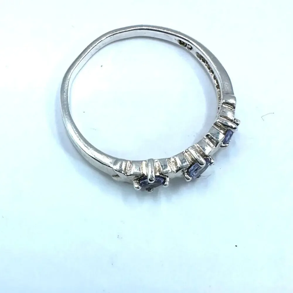 Clyde Duneier CID Silver ring purple Ring Vintage VTG Retro Size 9